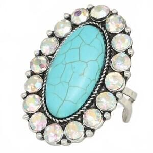 NEW SOPHIA COLLECTION women's concho statement adjustable ring in turquoise